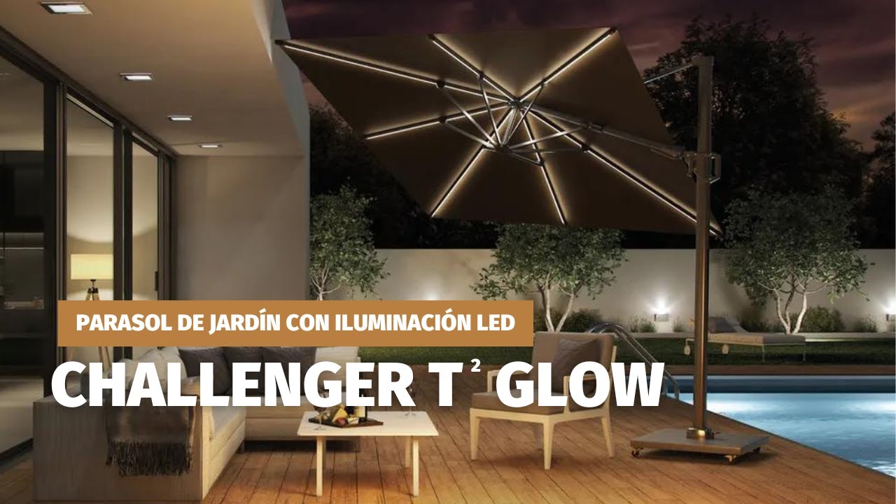Parasol de jard&iacute;n con iluminaci&oacute;n LED CHALLENGER T &sup2; GLOW by Platinum&reg;