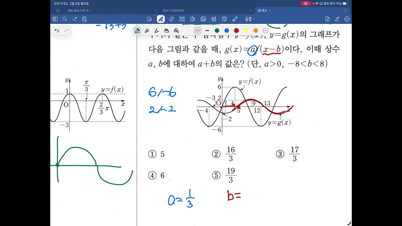[대수] 쎈 6. 삼각함수의 그래프3