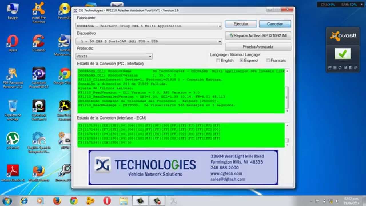 Prueba del DPA5 con una 310J de John Deere