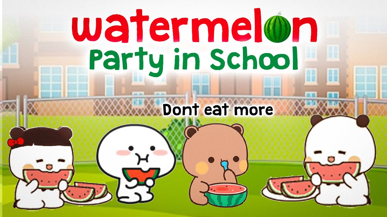 #BDC412 ▶Watermelon PARTY  in School🍉Daabu and Mikki's Excitement🤩🍉|Animation | Bubu Dudu Stories