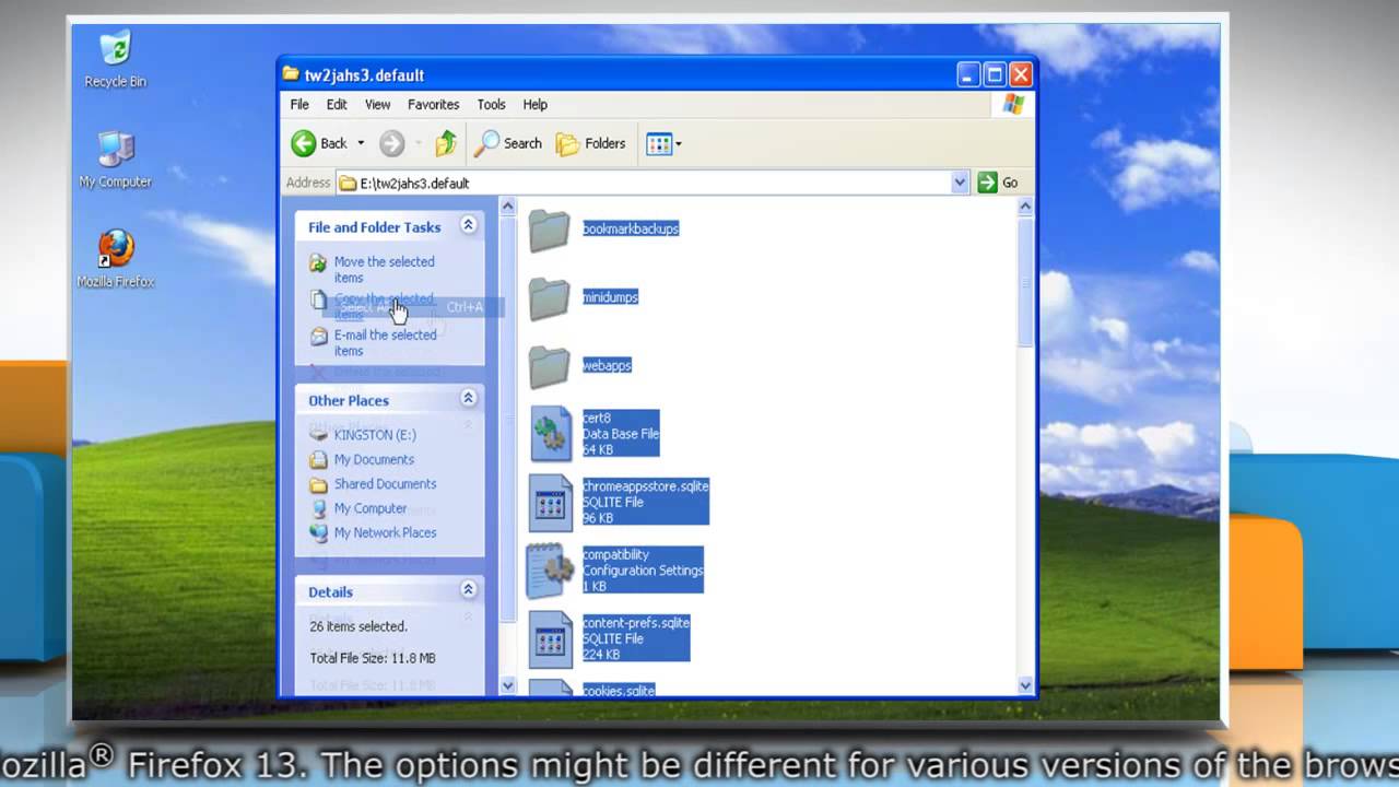 Mozilla&reg; Firefox: How to back up and restore profile information in Windows&reg; XP