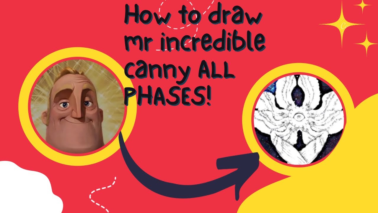 Mr Incredible Canny Meme ALL PHASES | Drawing Tutorial (Phases 1-8)