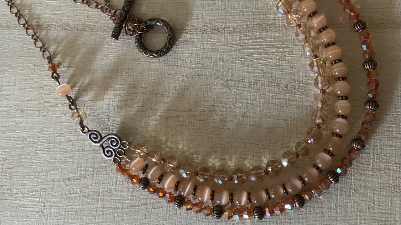 Designing with September Bargain Bead Box subscription items- Three strand necklace tutorial