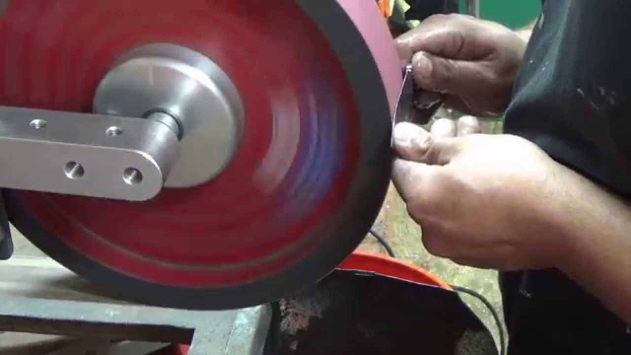 How to hollow grind a knife. Part 3 post heat treat rough grind.