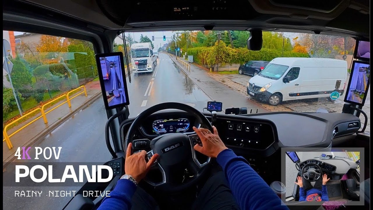 We'll drive with you in rainy weather, day and night, on narrow national roads in Europe 4K POV Niko