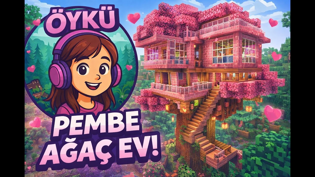 Minecraft’ta Pembe Camlı Ağaç Ev Yaptık 🌸 | En Tatlı Ağaç Ev! – Öykü