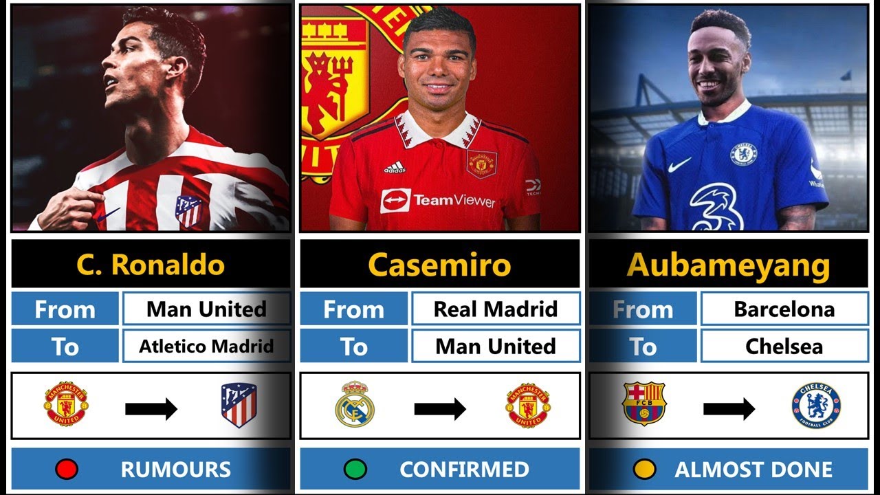 ALL CONFIRMED TRANSFERS NEWS SUMMER 2022 - Football , ft Casemiro, Aubameyang,