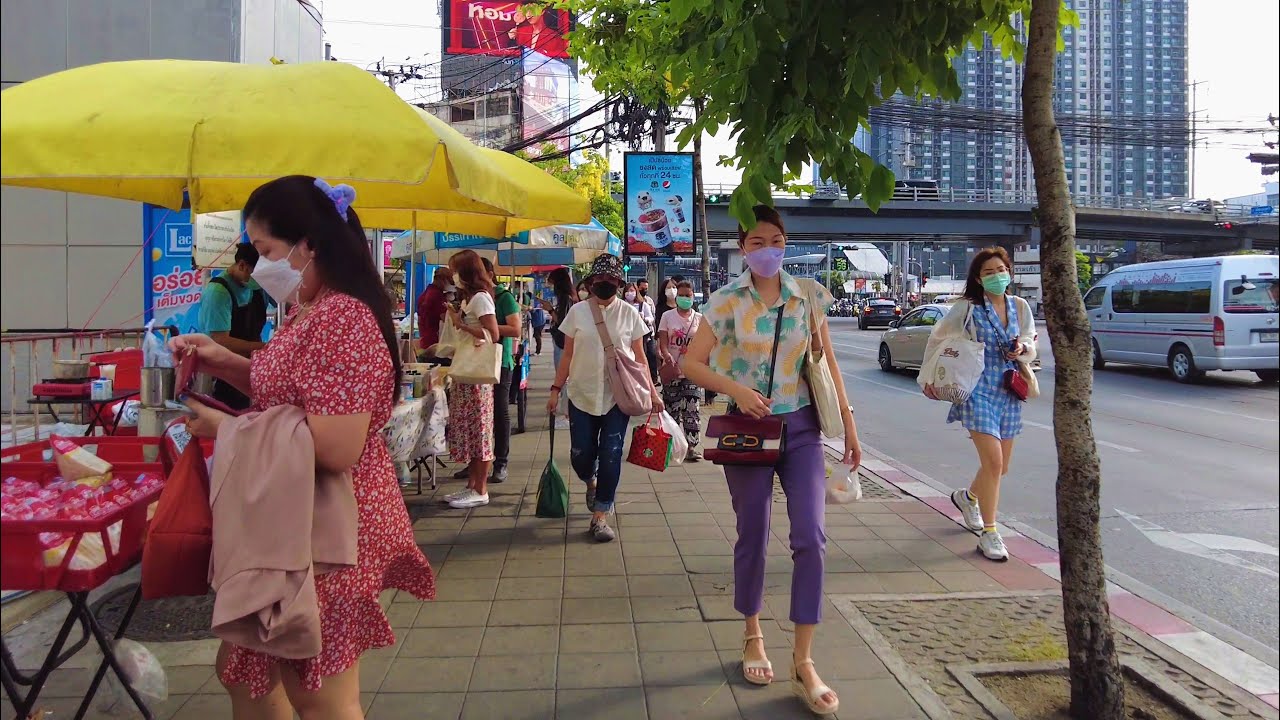 4K 🇹🇭 Bangkok City Morning Walk | Asok BTS Station to Phetchaburi MRT Station | Thailand 2023