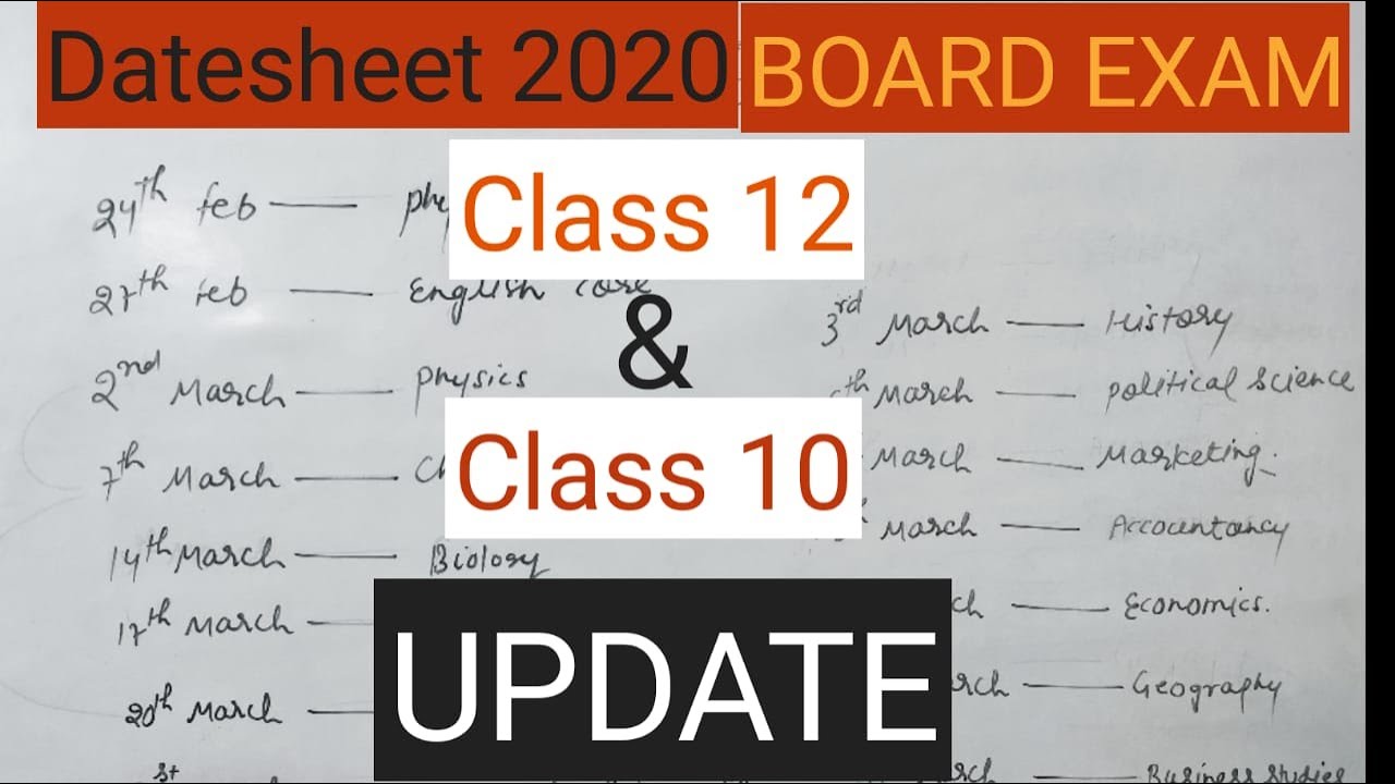 Class 12 Board Exam | Date sheet released | 2020 | Class 12 | Class 10