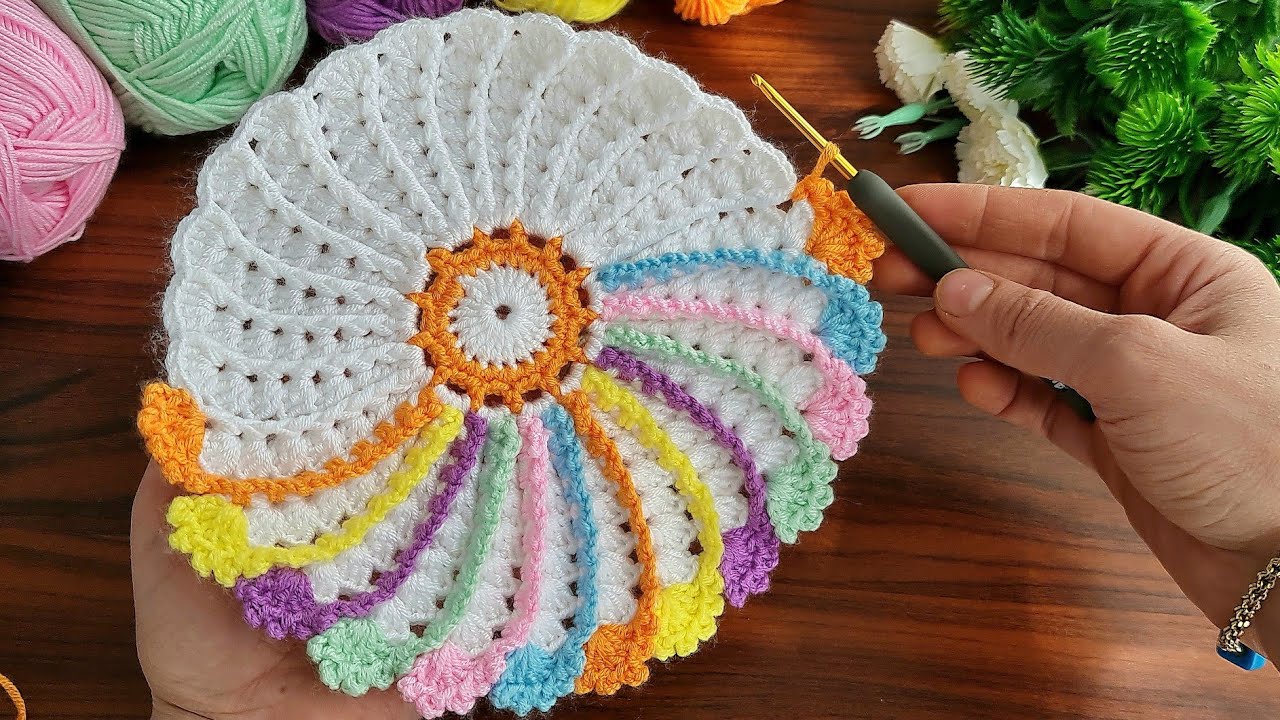 INCREDIBLE 😇 BEAUTIFUL Super easy How to crochet a coaster supla motif make order sell.