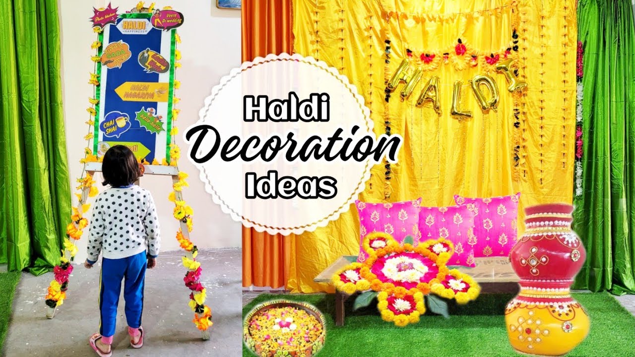 Haldi Decoration at Home |हल्दी Wedding decoration DIY| mehendi decor ideas