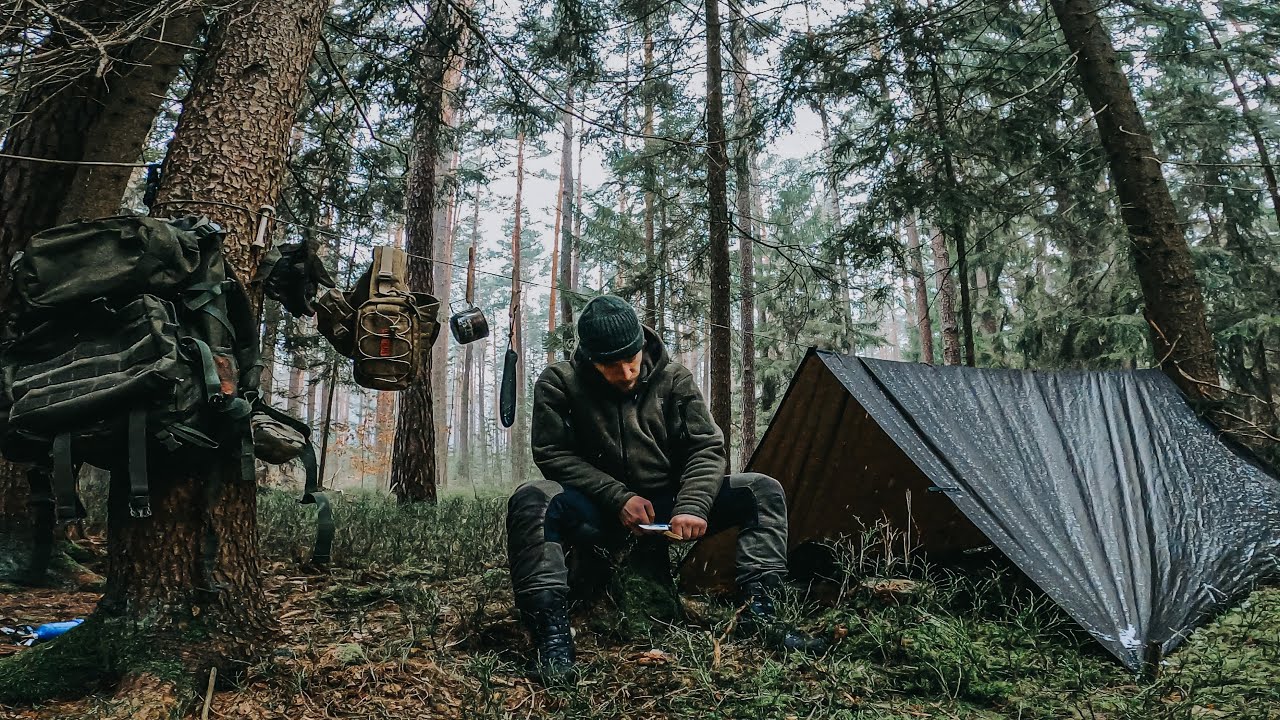24H Solo Winter Biwak bei -1° | Erste Nacht im Defence 6, Lagerbau, Schnitzen, Freiheit | survyve