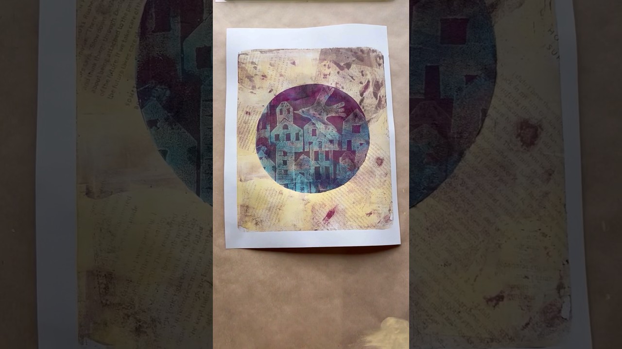 Gel print using 2 gel plates #monoprint #gelprint #gelprinting #printmaking #artjournaling