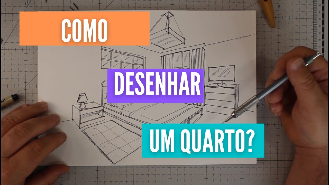 Como desenhar perspectiva interna de um quarto com cama?
