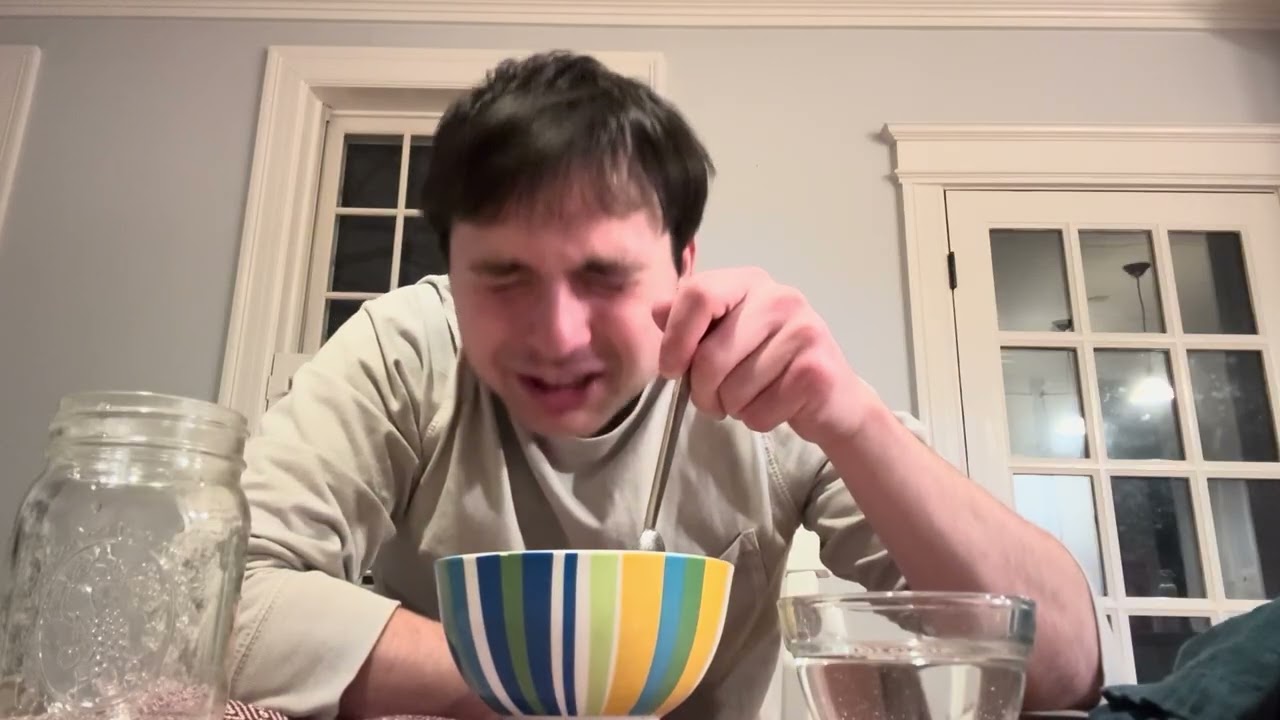 me eating hot matzo ball soup for 3 minutes and 27 seconds