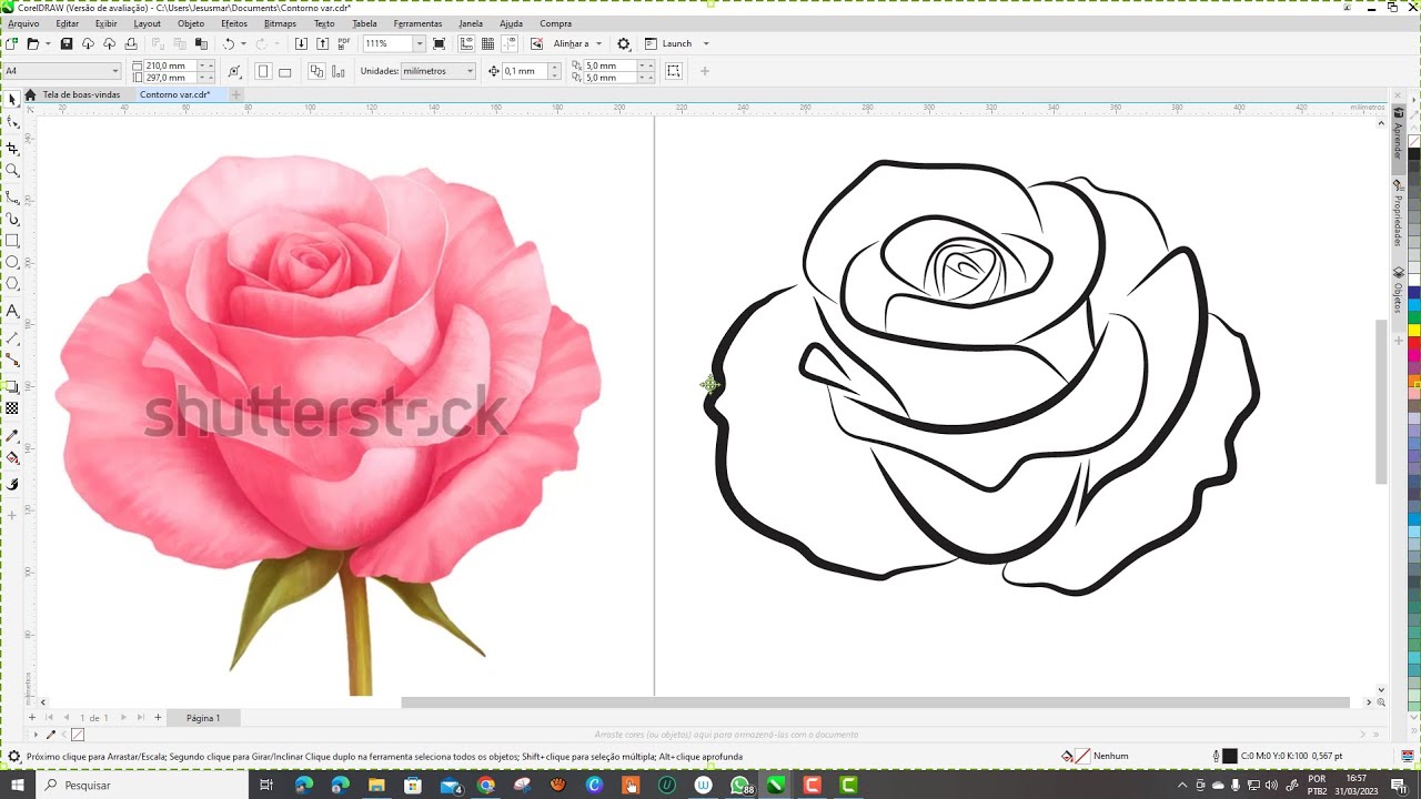 CorelDraw 2023  Ferramenta Contorno Variável