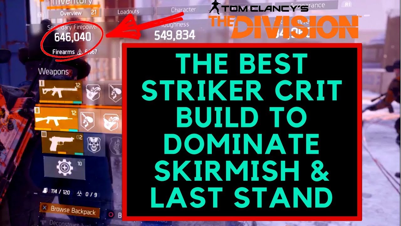 THE DIVISION - 640K DPS STRIKER CRIT BUILD FOR SKIRMISH AND LAST STAND PATCH 1.8 by KINGRIDHO