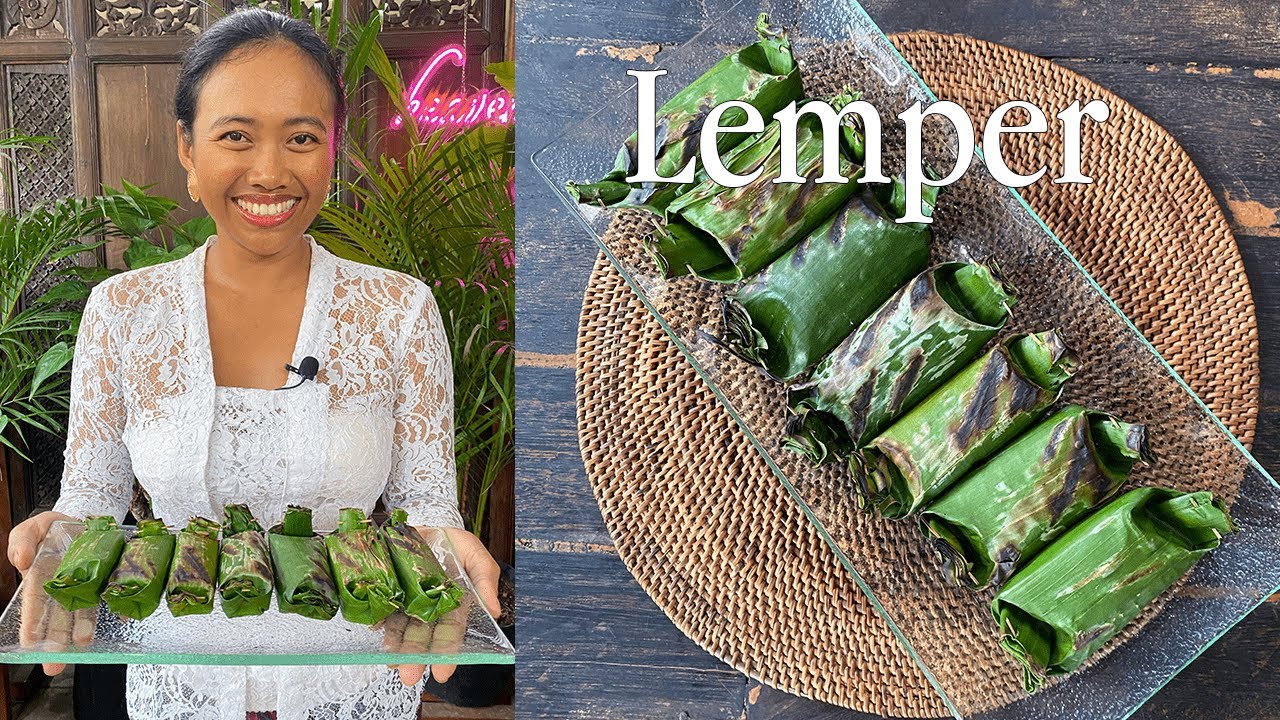 Lemper, индонезийский клейкий рис с куриной начинкой