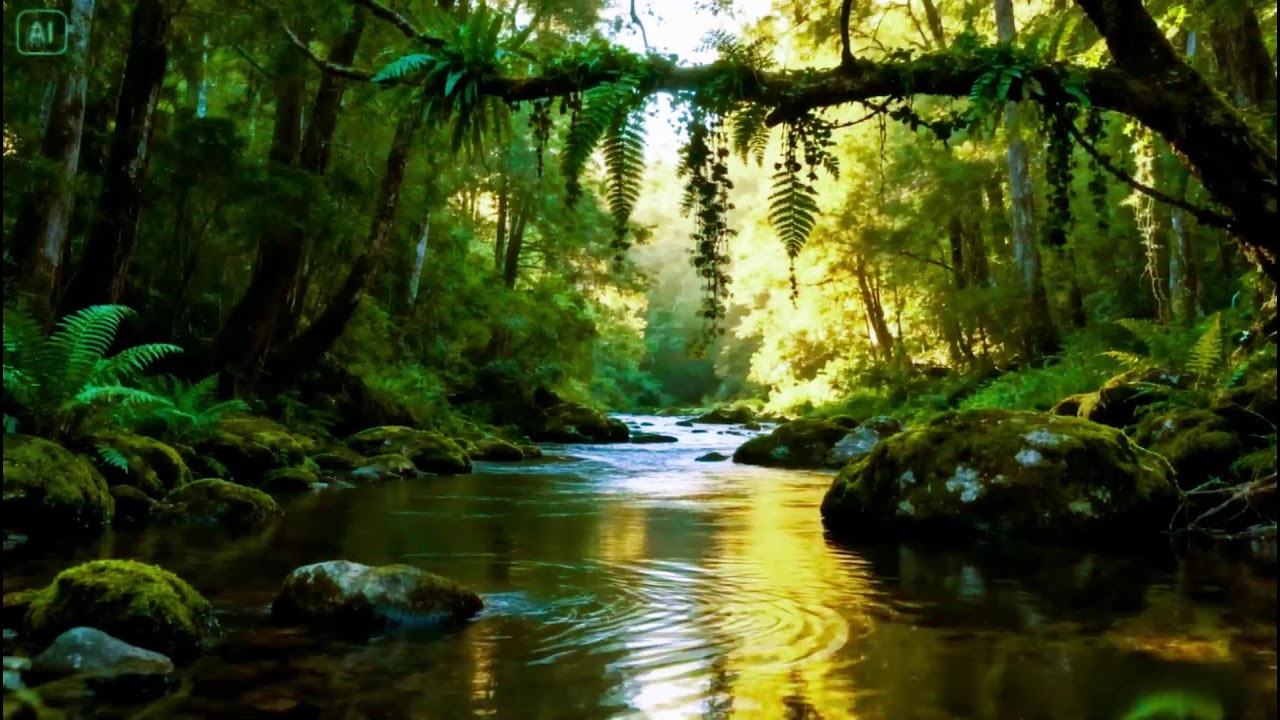 Relaxing Forest River Sounds with Gentle Birdsong for Sleep, Study, and Meditation