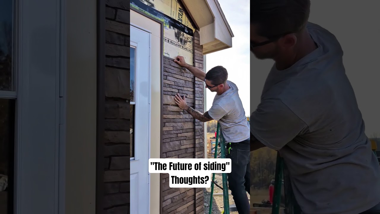 installing vinyl stone looking siding #diy #homeimprovement #siding