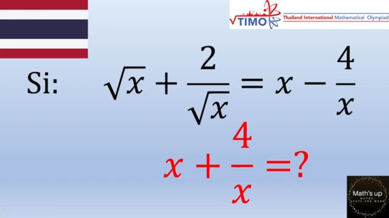 Olympiade Mathématique de Thailande : un exercice classique à connaitre
