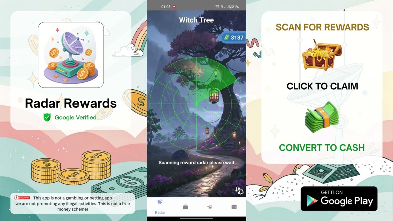 Radar Rewards Get Free Cash 2025 Paypal Bitcoin UPI Search Treasure and win