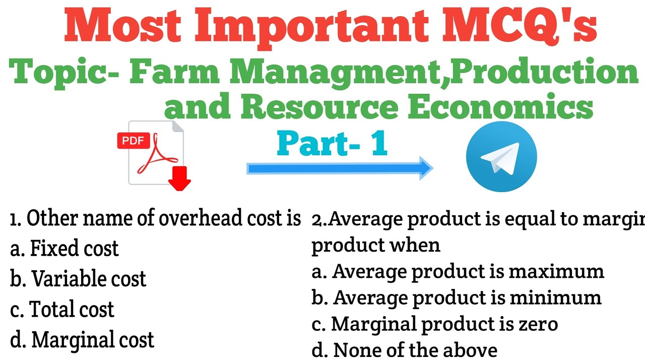 Farm Management, Production and Resource Economics MCQ's Part-1