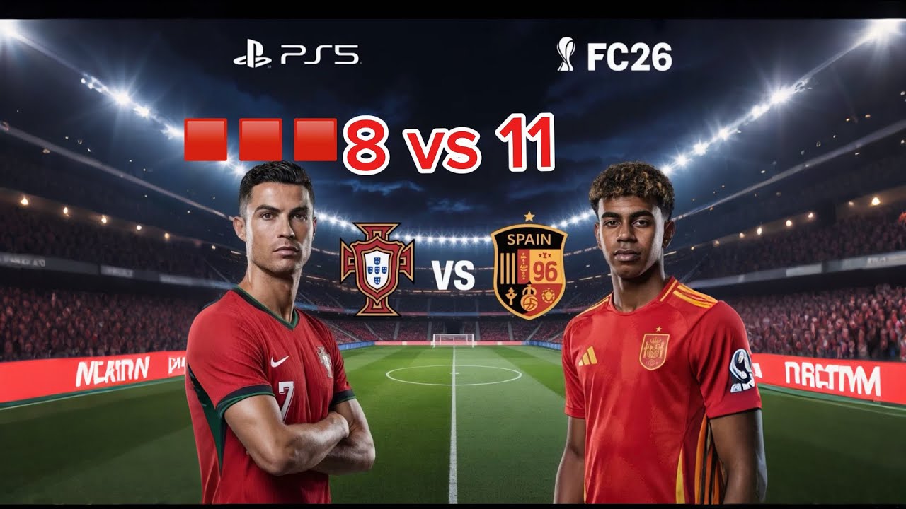  3 Red Cards! Portugal Only 8 Players vs Spain 😱 | FC26