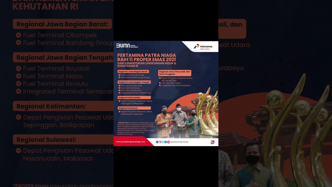 Keren! Pertamina Patra Niaga raih 11 proper emas 2021. #pertamina