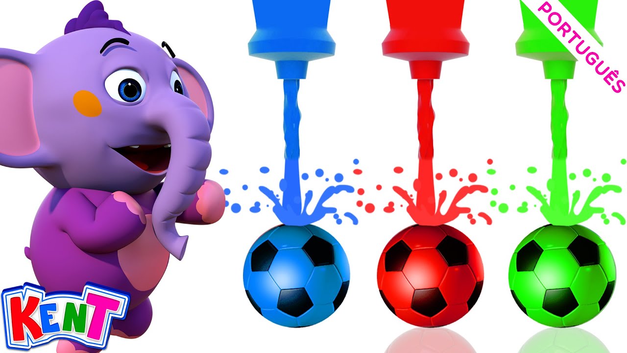 Vamos Aprenda Cores com Bola de Futebol ⚽🔵 | Vídeos Infantis | Aprenda Cores | Kent o Elefante