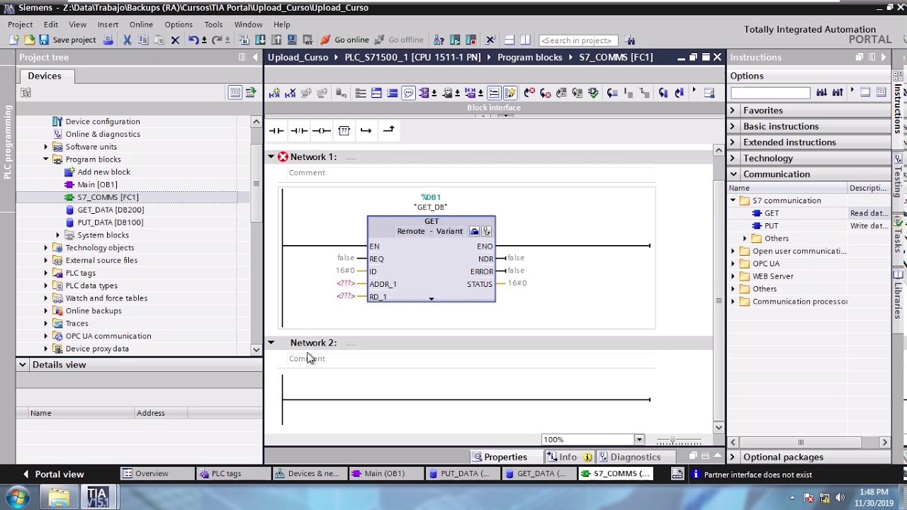 Comunicacion PUT GET PROFINET S71200 S71500 Procesadores en Diferentes Proyectos   TIA Portal