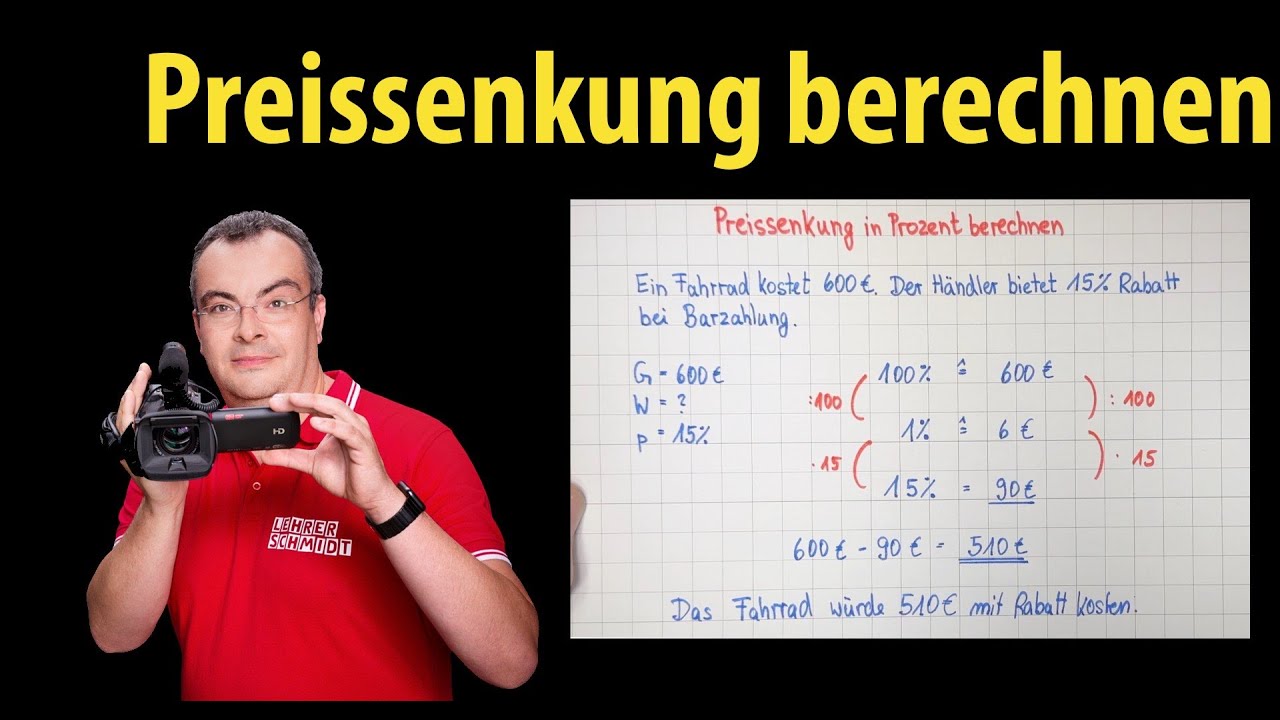 prozentuale Preissenkung berechnen (langer und kurzer Weg) | Lehrerschmidt