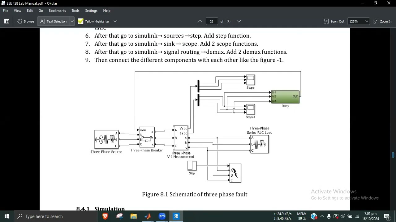 Three phase fault detection with designed relay using MATLAB / Simulink