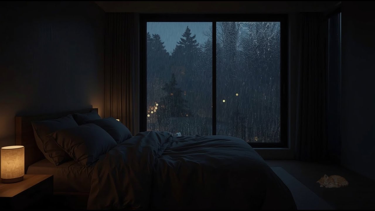 Cozy Bedroom Rain Sounds at Night 🌧️ Gentle Rain Outside the Window | Deep Sleep, Relax & Focus