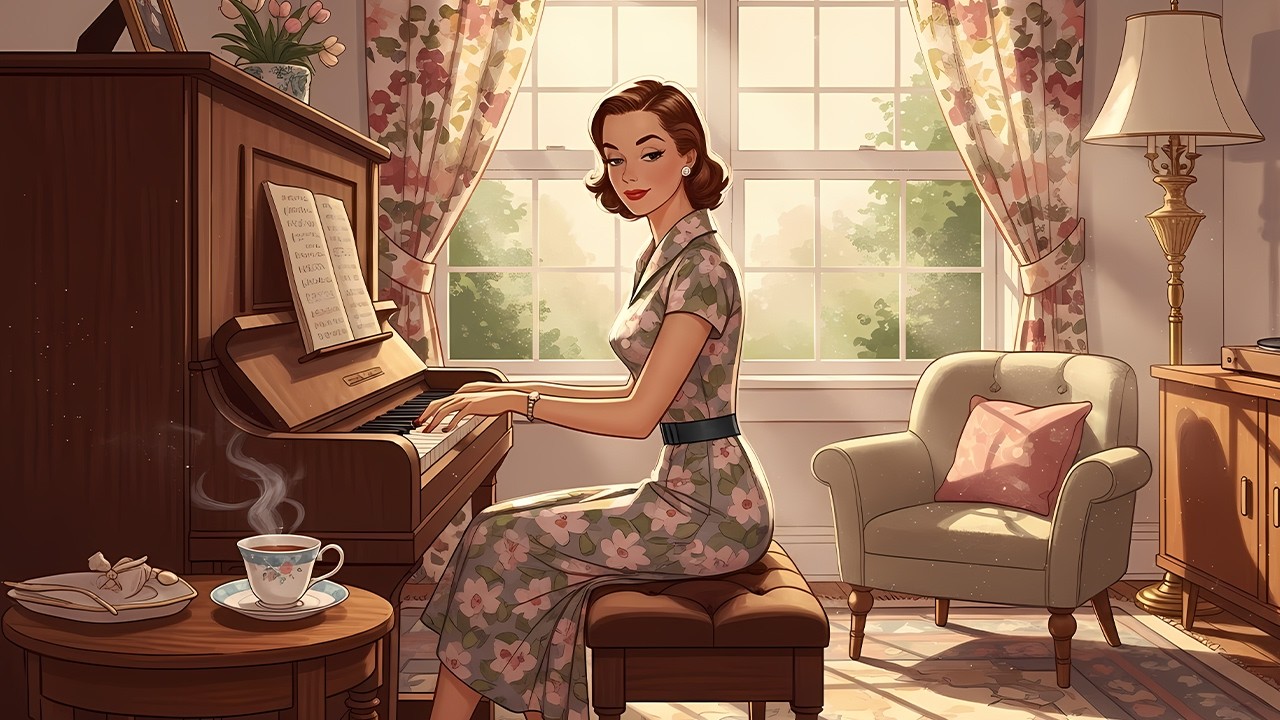 warm piano afternoon ☕ | soft vintage jazz in a cozy living room