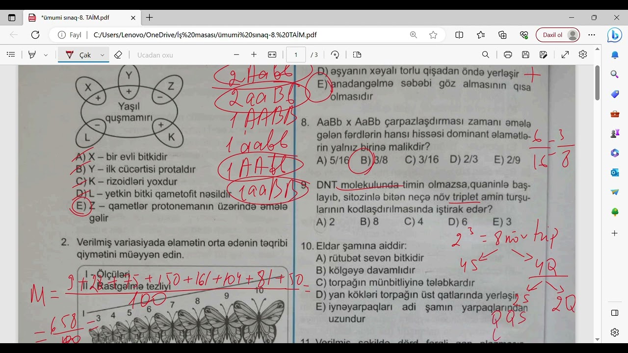 TAİM biologiya sınaq toplusu. Ümumi sınaq-8. TEST İZAHI. Abituriyent və MİQ hazırlığı. 055-634-73-41