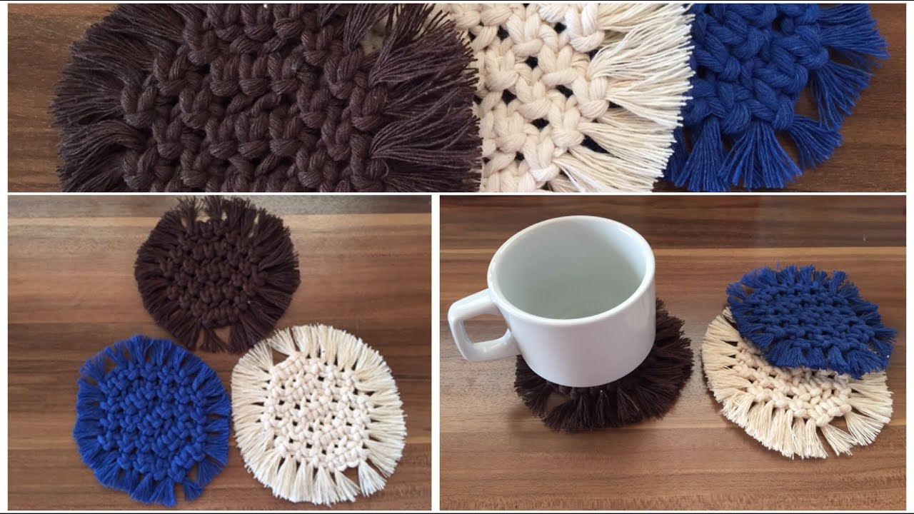Easy tutorial on how to hand weave a coaster with macrame thread #diy #macrametutorial #macramé