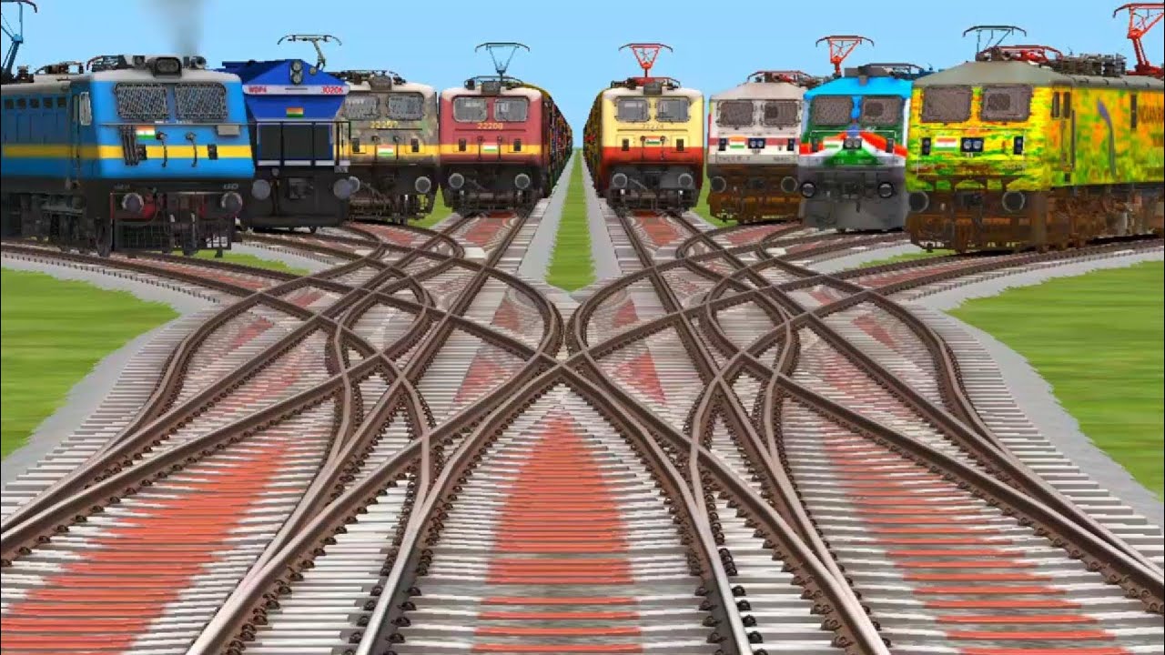 New trains locomotive crossing bumpy railway station track ground engine vandhebhart express 