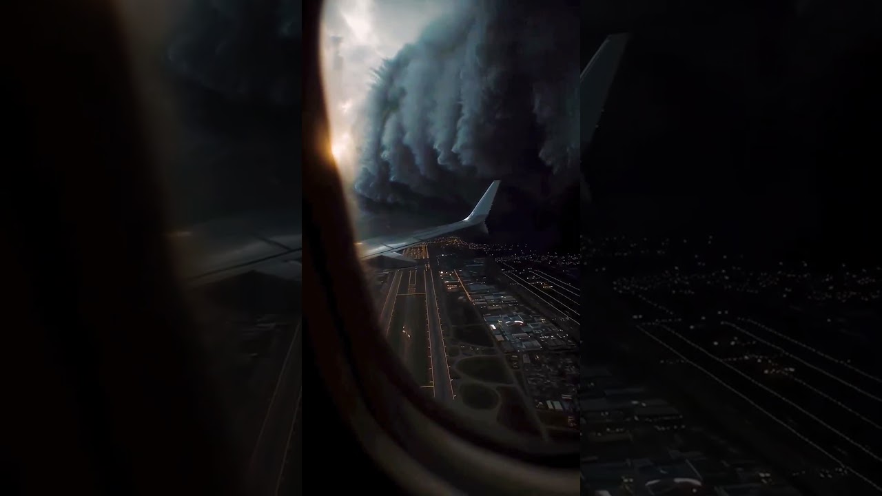 🌊 AI-Generated Tsunami Apocalypse Seen from Airplane Window | #ai #shots