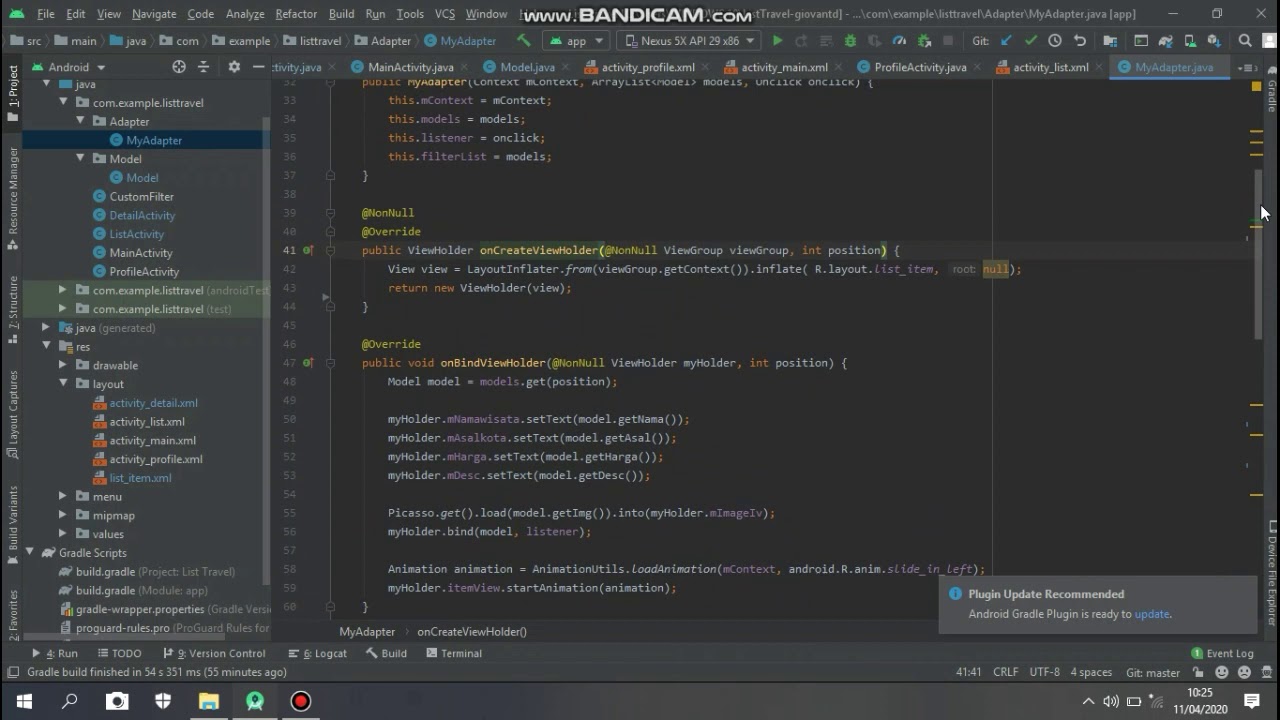 Membuat list wisata dengan menggunakan recyclerview android