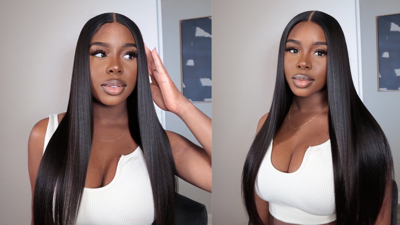 Sleek Glueless Bone Straight Wig Tutorial Ft. Kriyya Hair