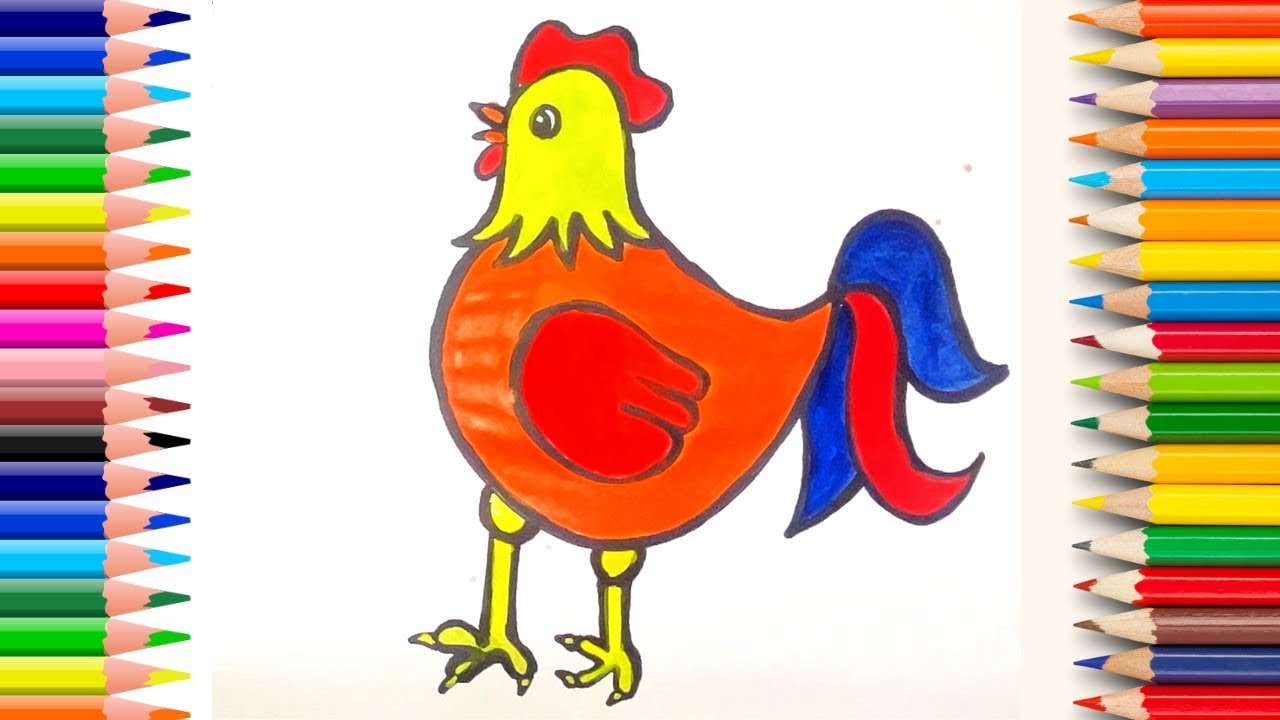 How to Draw a Cute Rooster 🐓 #artforkids #coloring #littlearthands