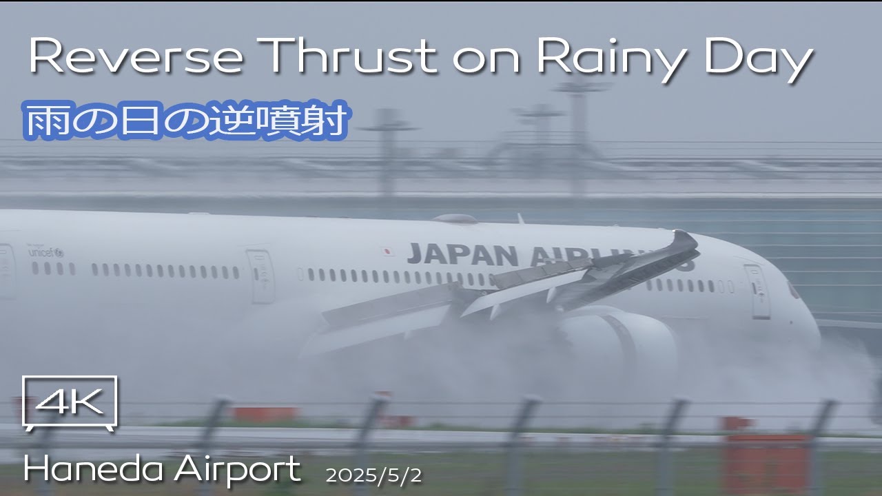 【雨の逆噴射】TOKYO International Airport on Rainy Day RWY22 Reverse Thrust 羽田空港 B滑走路