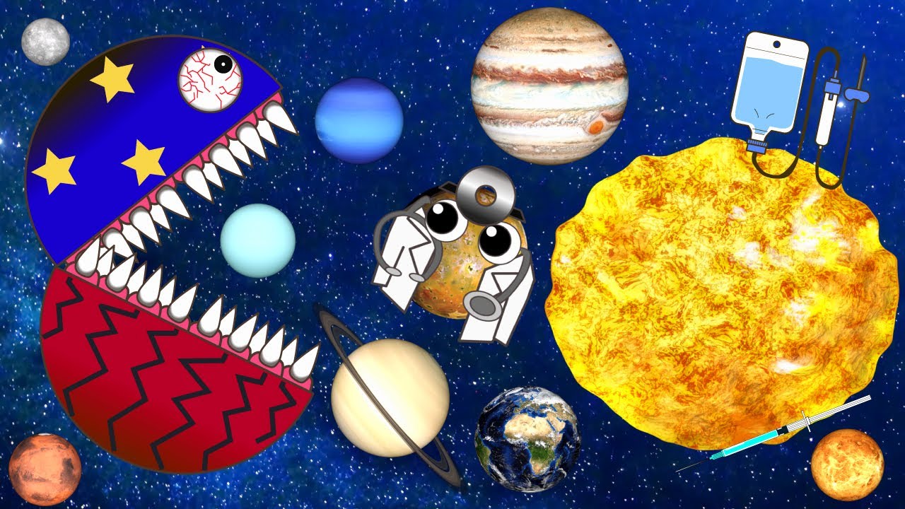 HUNGRY PLANETS COMPILATION Planet SIZES Funny Planet　The sun gets hot