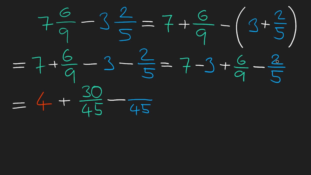 Odčítání smíšených čísel  | Zlomky | Matematika | Khan Academy