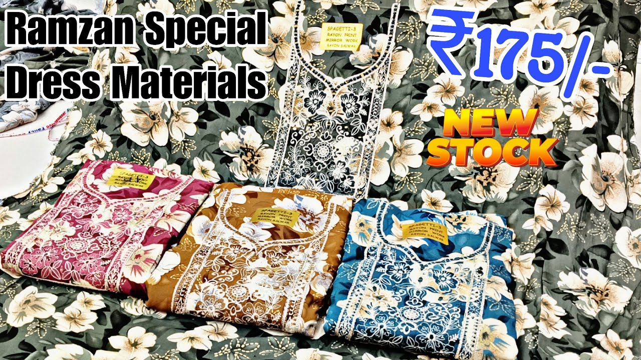 Ramzan Special Boutique Lucknowi Dress Materials Reyon Bottom Suits ₹175/- Wholesale Collection ✨