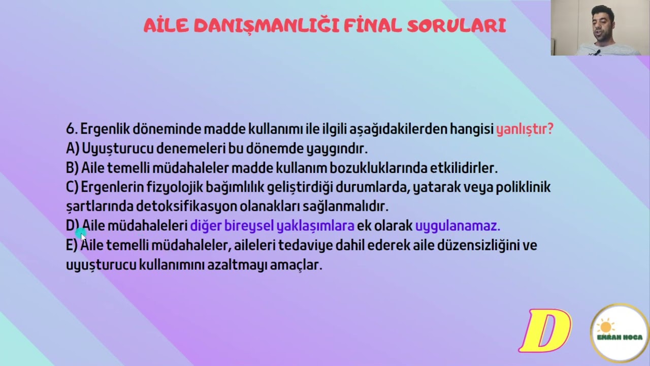 AİLE DANIŞMANLIĞI FİNAL ÜNİTE İLAVE  SORULARI SESLİ ANLATIM SORU ÇÖZÜMÜ AUZEF  #emrahhocaauzef