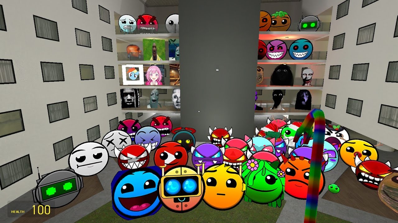 Geometry Dash and Lobotomy Dash Nextbots Chase me in Liminal Hotel Gmod