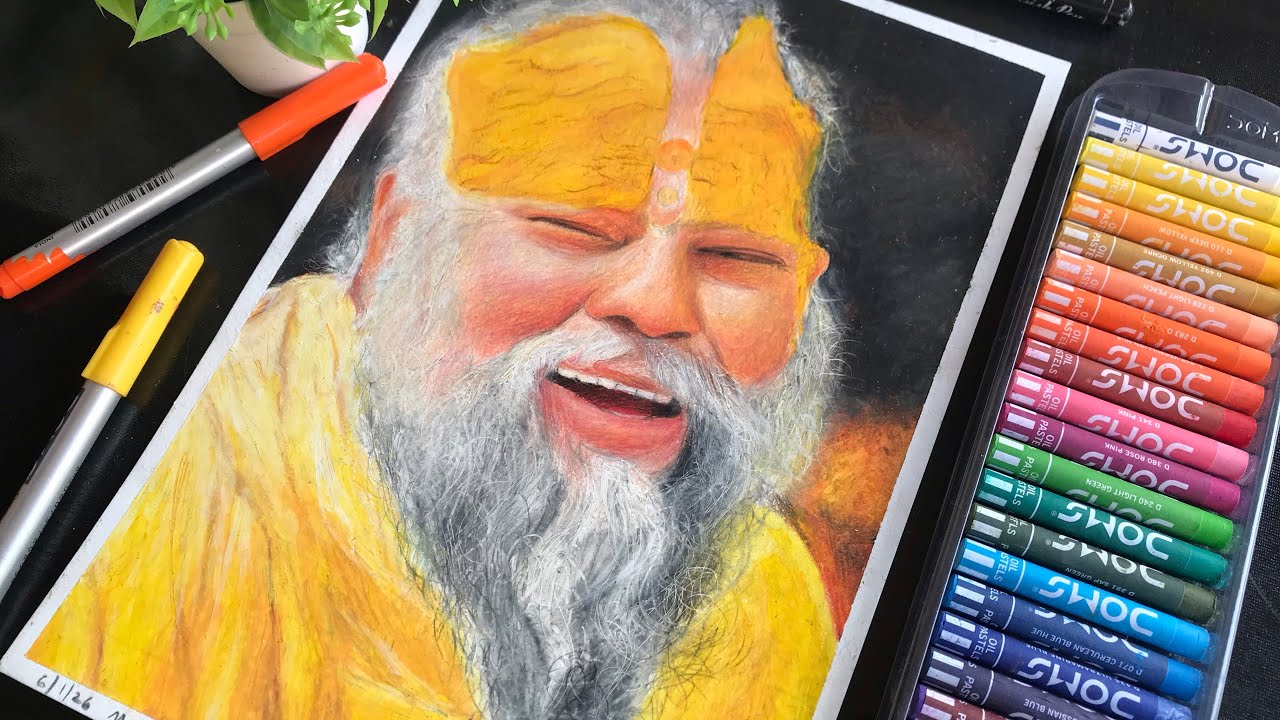 Premanand Ji Maharaj drawing ✍️ Colouring part,Oil pestals