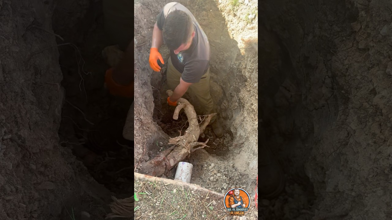 HUGE Root Breaks Sewer Line
